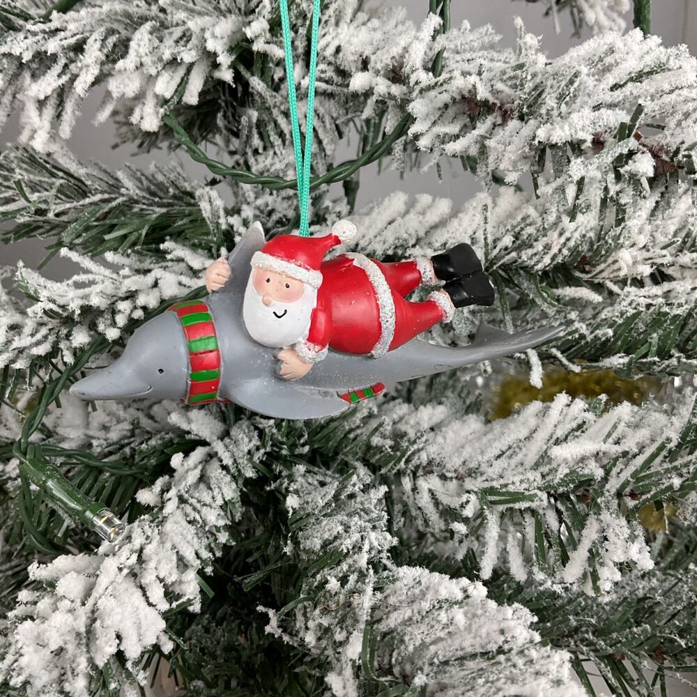Christmas Ornament- Santa Clause Riding Christmas Dolphin -Cape Shore